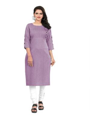 Purple plain cotton ethnic-kurtis 1