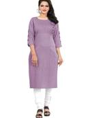 Purple plain cotton ethnic-kurtis