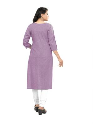 Purple plain cotton ethnic-kurtis 2