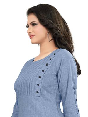 Dark-blue plain cotton ethnic-kurtis 5