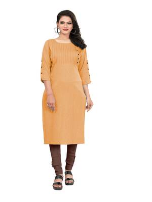 Yellow plain cotton ethnic-kurtis 1