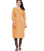 Yellow plain cotton ethnic-kurtis