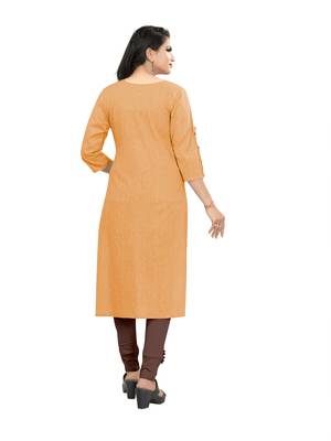 Yellow plain cotton ethnic-kurtis 2
