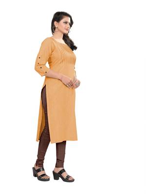 Yellow plain cotton ethnic-kurtis 3