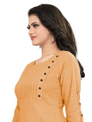 Yellow plain cotton ethnic-kurtis 5
