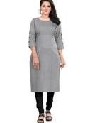 Grey plain cotton ethnic-kurtis