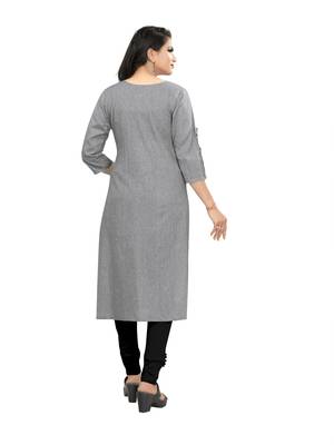 Grey plain cotton ethnic-kurtis 2