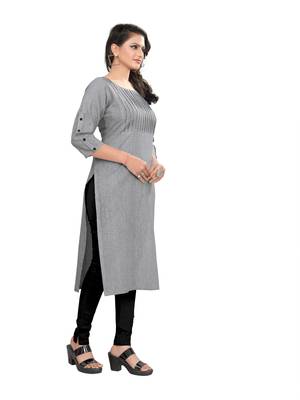 Grey plain cotton ethnic-kurtis 3