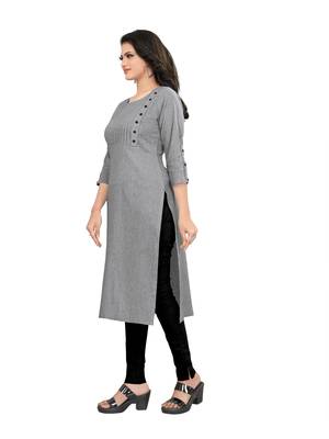 Grey plain cotton ethnic-kurtis 4
