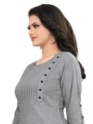 Grey plain cotton ethnic-kurtis 5