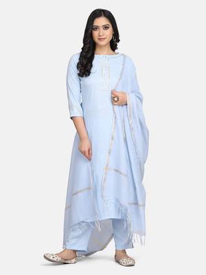 Aqua  Solid Kurta With Pant And Dupatta 2