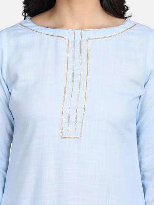 Aqua  Solid Kurta With Pant And Dupatta 5