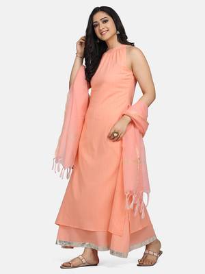 Coral Embroidered Kurta And Dupatta 2