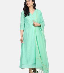 MINT GREEN EMBROIDERED KURTA WITH INNER AND OUTER AND DUPATTA