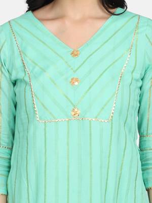 Mint Green Embroidered Kurta With Inner And Outer And Dupatta 5