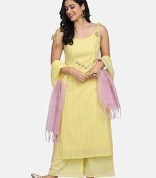 YELLOW EMBROIDERED KURTA AND PALAZZO WITH OMBRE DUPATTA