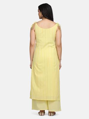 Yellow Embroidered Kurta And Palazzo With Ombre Dupatta 4