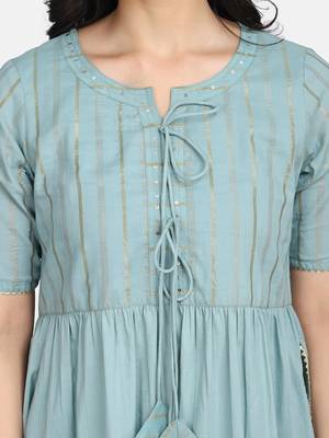 Blue Embroidered Kurta With Pant And Dupatta 4