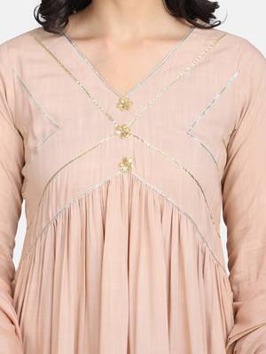 Beige Embrodiered Kurta With Pant And Dupatta 4