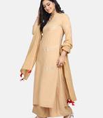 Beige  Lace Attached Kurta With Palazzo And Dupatta
