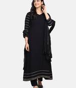 Black Solid Kurta With Pant And Dupatta