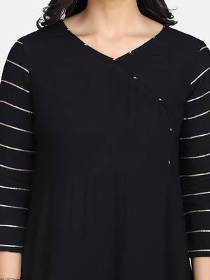 Black Solid Kurta With Pant And Dupatta 4