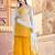 Mustard embroidered crepe sharara Pakistani Suit