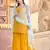 Mustard embroidered crepe sharara Pakistani Suit
