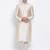 Mens Light Beige-Coloured Solid Straight Kurta
