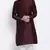 Mens Wine-Coloured Solid Straight Kurta