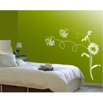 bee and flowers - wall art 1