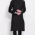 Mens Black-Coloured Woven Design Straight Kurta