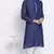 Mens Deep Blue-Coloured Blue Woven Design Straight Kurta