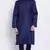 Mens Deep Blue-Coloured Blue Solid Cotton Straight Kurta