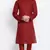 Mens Maroon-Coloured Solid Cotton Straight Kurta