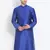 Men's Art Silk Solid Ink Blue Colour Straight Kurta