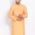 Men's Cotton Silk Solid Papaya Colour Straight Kurta
