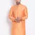 Men's Art Silk Solid Orange Colour Straight Short Kurta
