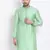 Men's Art Silk Solid Pista Green Colour Straight Short Kurta