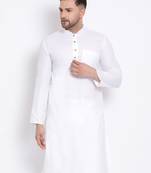 Men's Cotton Solid Off White Colour Straight Kurta