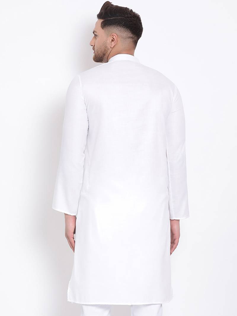 Men's Cotton Solid Off White Colour Straight Kurta