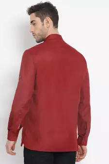Men's Cotton Solid Maroon Colour Straight Short Kurta