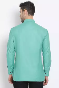 Men's Cotton Solid Kiwi Colour Straight Short Kurta