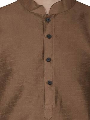 Men's Art Silk Solid Brown Colour Straight Kurta 6