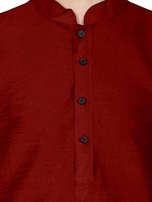 Men's Art Silk Solid Maroon Colour Straight Kurta 6