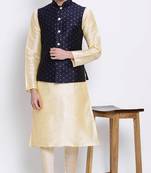 Men Blue Woven Design Nehru Jacket