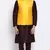 Men Deep Yellow Woven Design Nehru Jacket