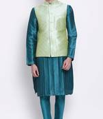 Men Light Green Woven Design Nehru Jacket