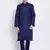 Men Deep Blue Blue Solid Cotton Straight Kurta with Pyjama