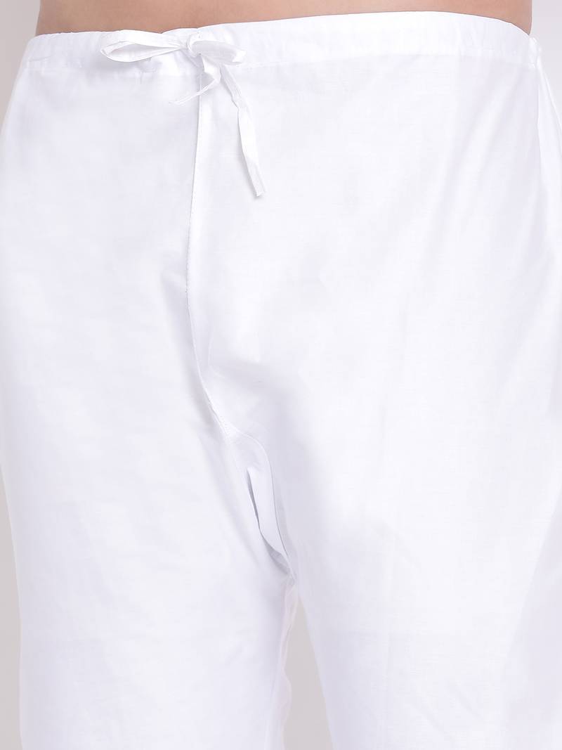 Men's Cotton Solid Off White Colour Straight Kurta With Payjama